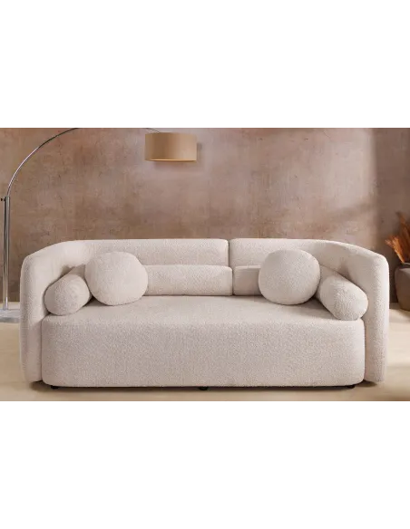 Canapé convertible design scandinave coloris gris claire en tissu a...