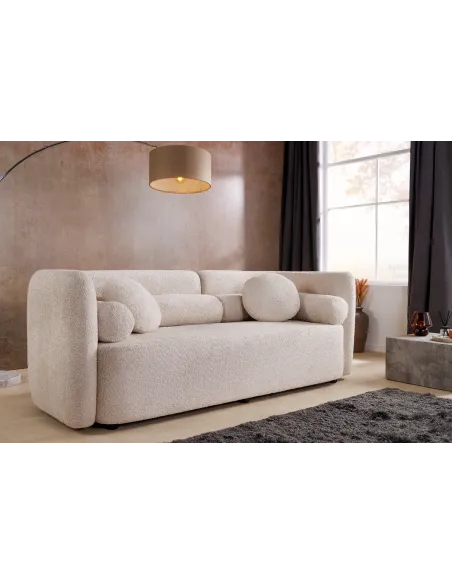 Canapé convertible design scandinave coloris gris claire en tissu a...