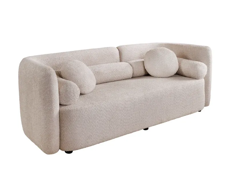 Canapé convertible design scandinave coloris gris claire en tissu a...