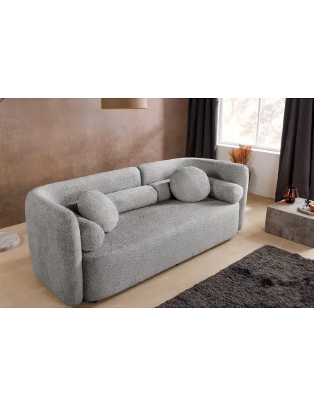 Canapé convertible design scandinave coloris gris claire en tissu a...