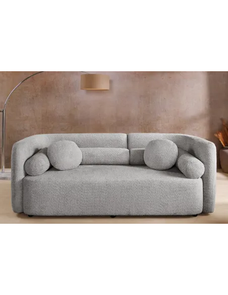 Canapé convertible design scandinave coloris gris claire en tissu a...