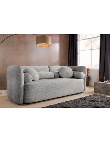 Canapé convertible design scandinave coloris gris claire en tissu a...