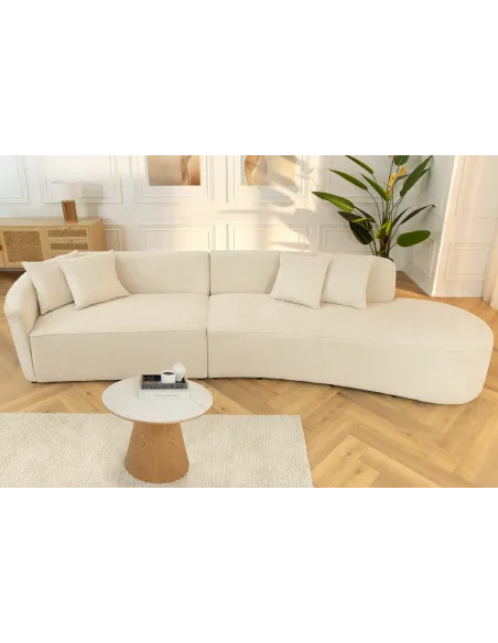 Canapé convertible design scandinave coloris gris claire en tissu a...