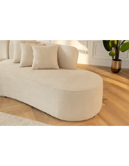 Canapé convertible design scandinave coloris gris claire en tissu a...