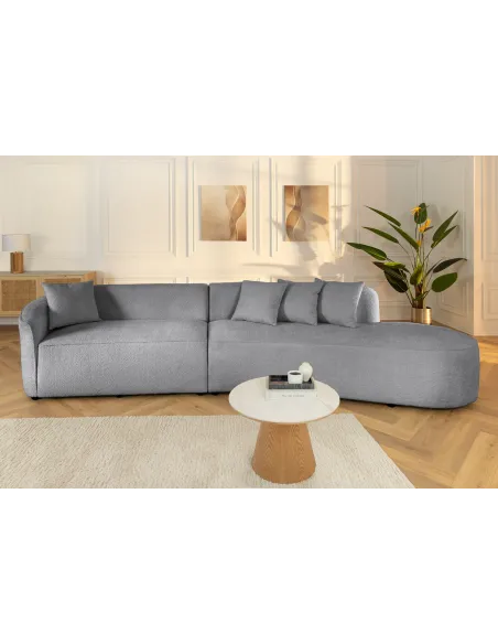 Canapé convertible design scandinave coloris gris claire en tissu a...