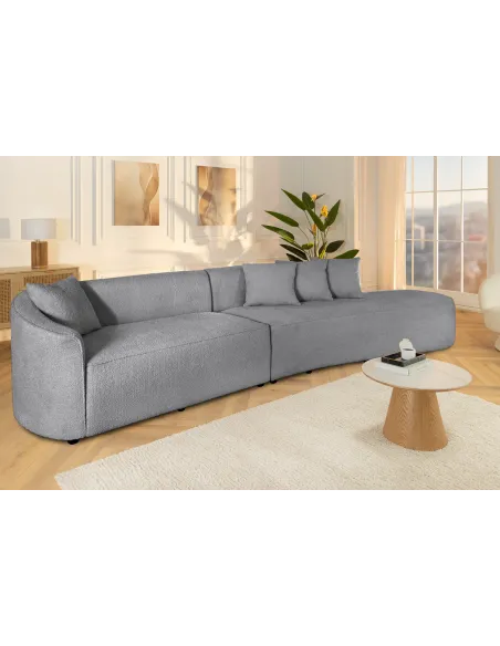 Canapé convertible design scandinave coloris gris claire en tissu a...