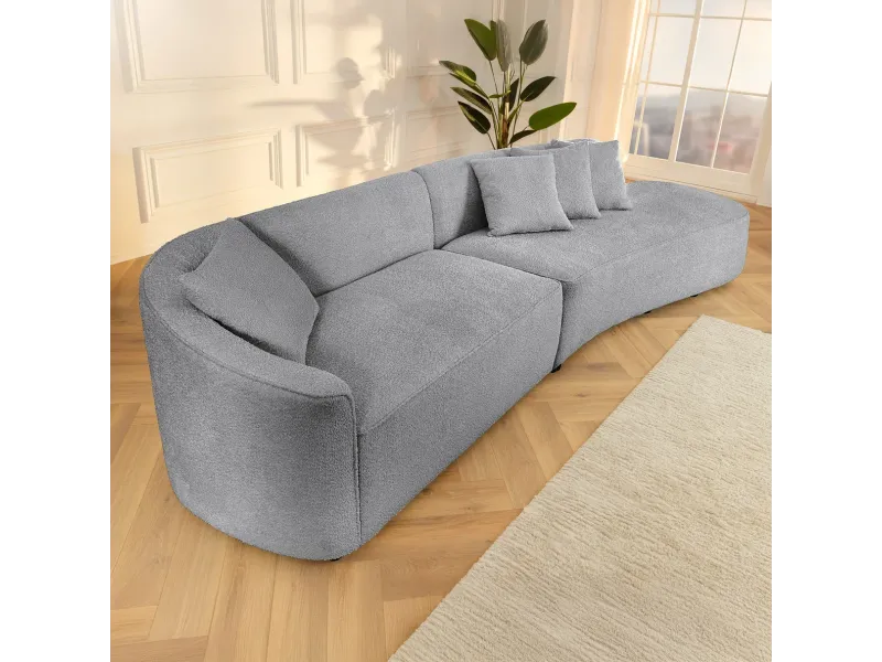 Canapé convertible design scandinave coloris gris claire en tissu a...