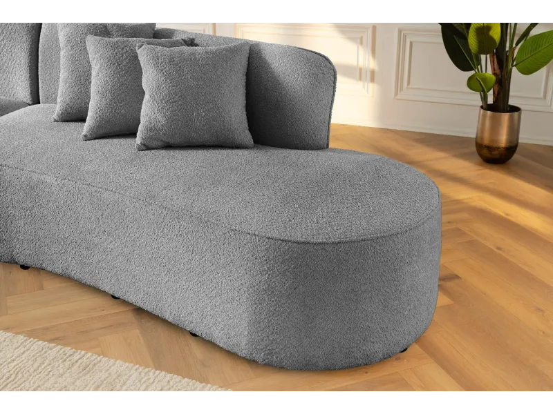 Canapé convertible design scandinave coloris gris claire en tissu a...