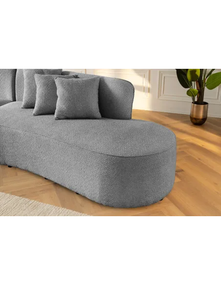 Canapé convertible design scandinave coloris gris claire en tissu a...