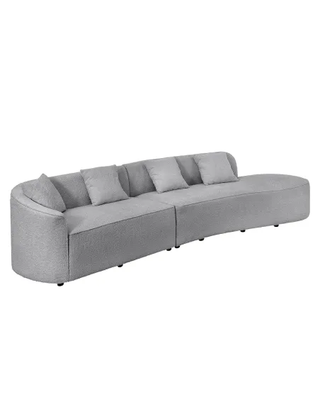 Canapé convertible design scandinave coloris gris claire en tissu a...