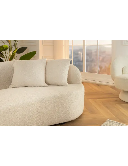 Canapé convertible design scandinave coloris gris claire en tissu a...