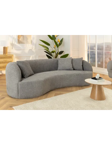 Canapé convertible design scandinave coloris gris claire en tissu a...