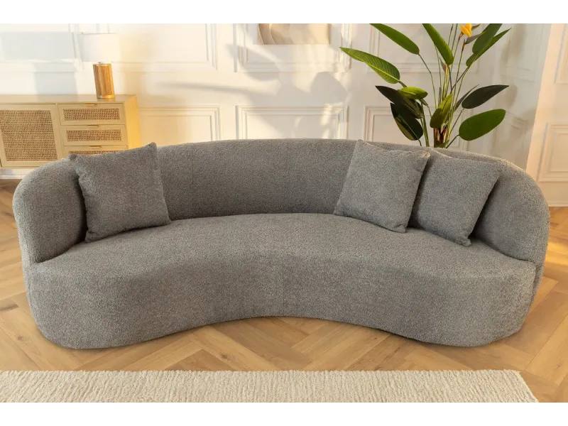 Canapé convertible design scandinave coloris gris claire en tissu a...