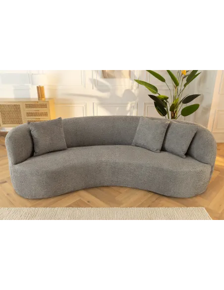 Canapé convertible design scandinave coloris gris claire en tissu a...