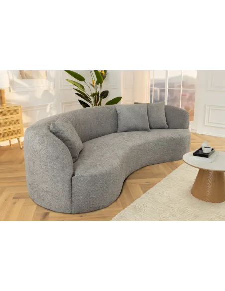 Canapé convertible design scandinave coloris gris claire en tissu a...