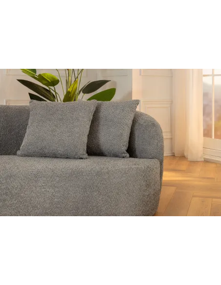 Canapé convertible design scandinave coloris gris claire en tissu a...