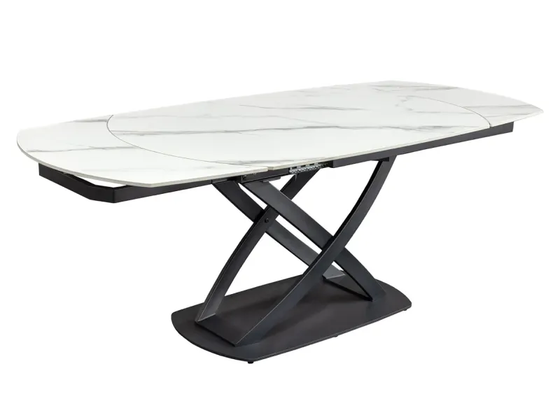 Table à manger extensible en céramique 180-225cm aspect marbre pas cher