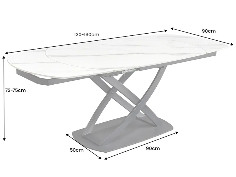 Table à manger extensible en céramique 180-225cm aspect marbre pas cher