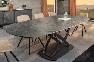 Table à manger extensible en céramique 180-225cm aspect marbre pas cher