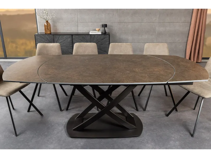 Table à manger extensible en céramique 180-225cm aspect marbre pas cher