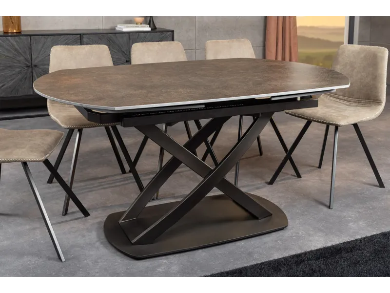 Table à manger extensible en céramique 180-225cm aspect marbre pas cher