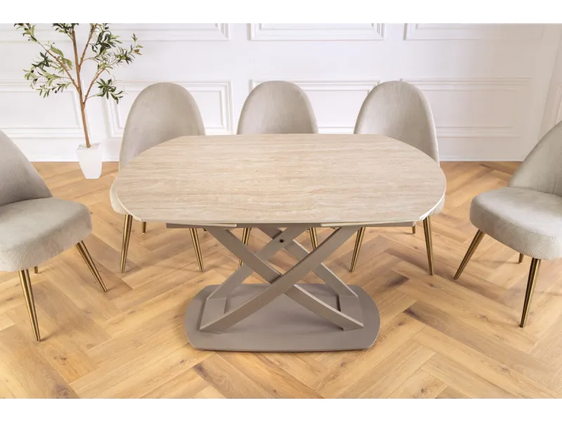 Table à manger extensible en céramique 180-225cm aspect marbre pas cher