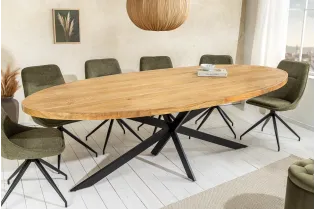 Table Ovale GALAXIE 240cm Bois de Manguier & Métal - Adenia Home