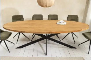Table Ovale GALAXIE 240cm Bois de Manguier & Métal - Adenia Home 2