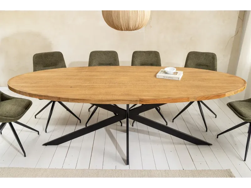Table Ovale GALAXIE 240cm Bois de Manguier & Métal - Adenia Home