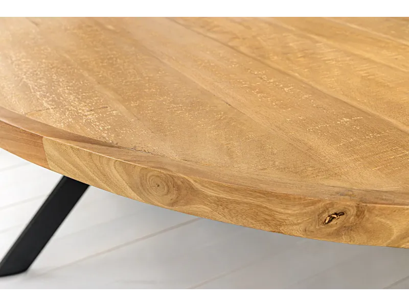 Table à manger GALAXIE ovale 240 cm – Bois de manguier & métal noir