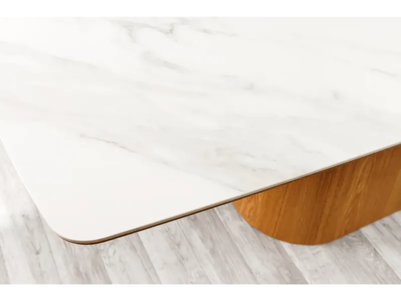 Table à Manger Bois et Céramique Marbre Blanc - Adenia Home