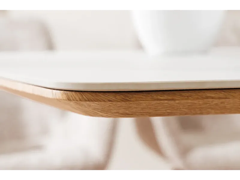 Table à Manger Bois et Céramique Marbre Blanc - Adenia Home