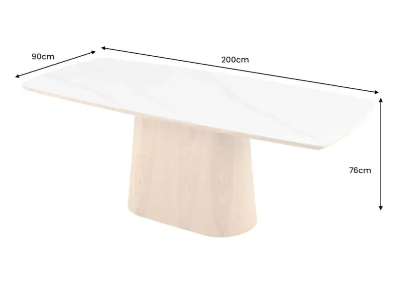 Table à Manger Bois et Céramique Marbre Blanc - Adenia Home