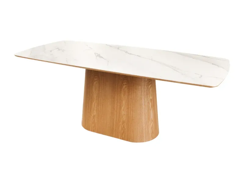 Table à Manger Bois et Céramique Marbre Blanc - Adenia Home