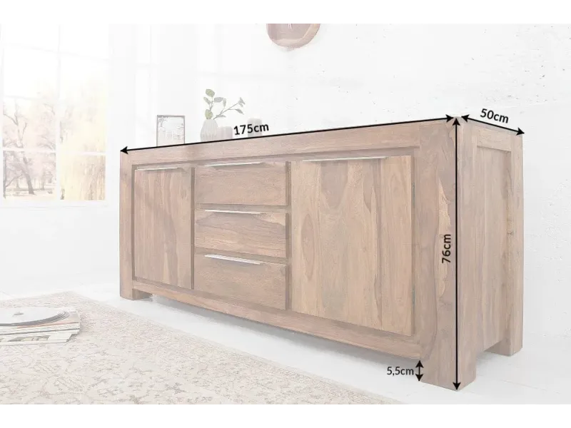 Buffet Bois Massif Sheesham Naturel 175 cm | Meubles en Sheesham