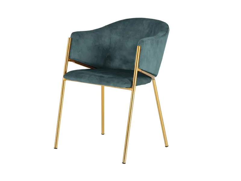 Chaise capitonnée revêtue en tissus bleu Chaises de salle à manger...