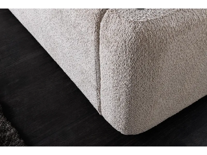 Lit ART DÉCO 180x200 cm – Bouclé grège avec rangements intégrés