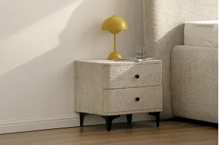 Table de chevet design de 45cm avec tiroir gris clair pas cher