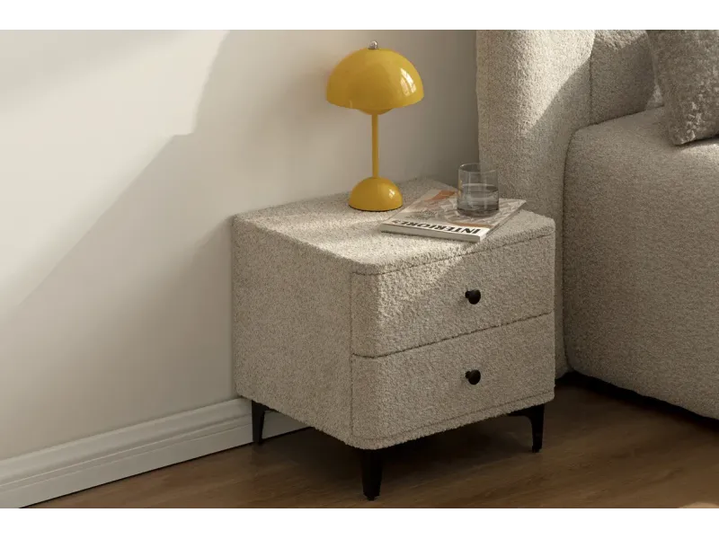 Table de chevet design de 45cm avec tiroir gris clair pas cher