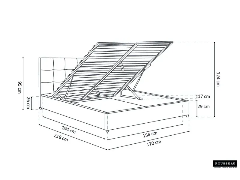 Lit adulte design |Lit adulte contemporain de 140x200 cm design ave...