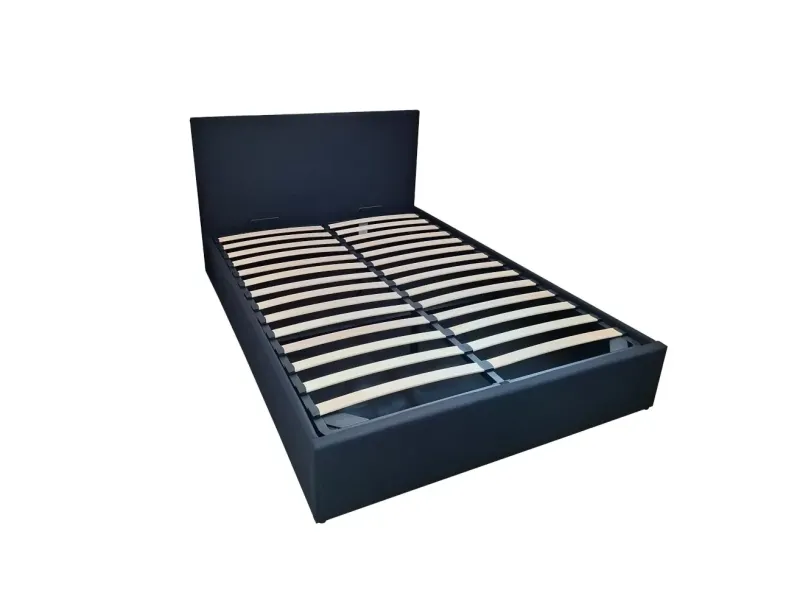 Lit coffre adulte contemporain de 160 x 200 cm en tissu gris Milaydie