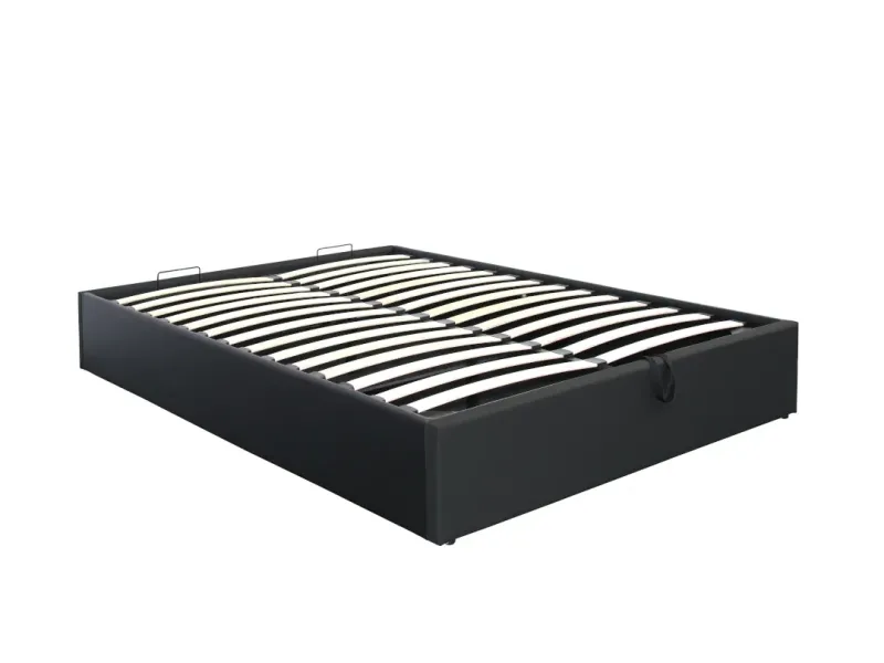 Lit coffre moderne de 140 x 200 cm en tissu coloris beige