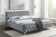 Lit MODERN BAROCK 160 x 200 cm – Velours gris style Chesterfield baroque