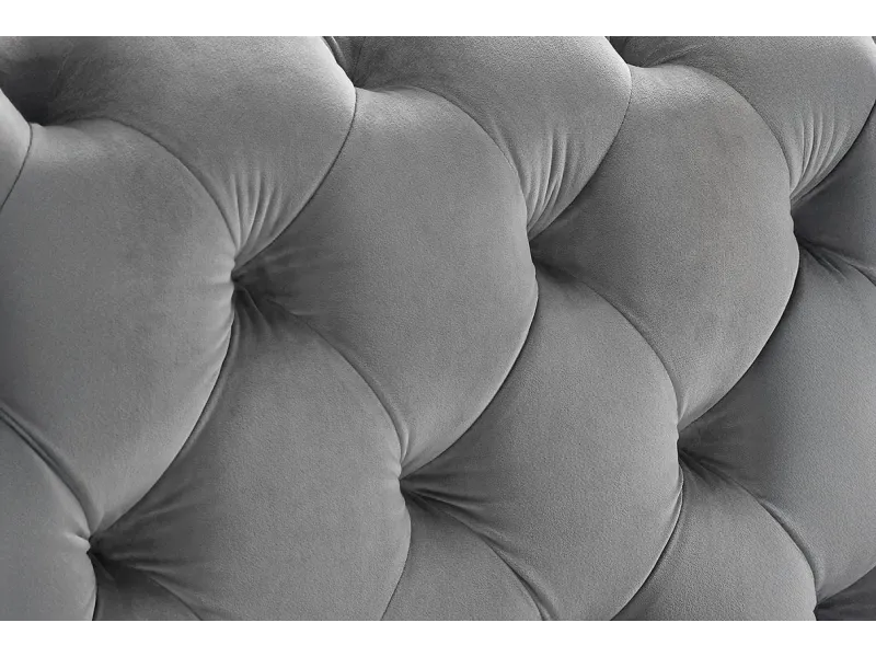 Lit MODERN BAROCK 160 x 200 cm – Velours gris style Chesterfield baroque