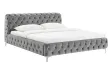 Lit MODERN BAROCK 160 x 200 cm – Velours gris style Chesterfield baroque