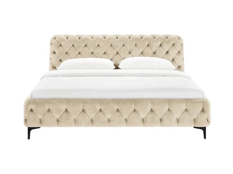 Lit MODERN BAROCK 180 x 200 cm – Velours champagne de style baroque