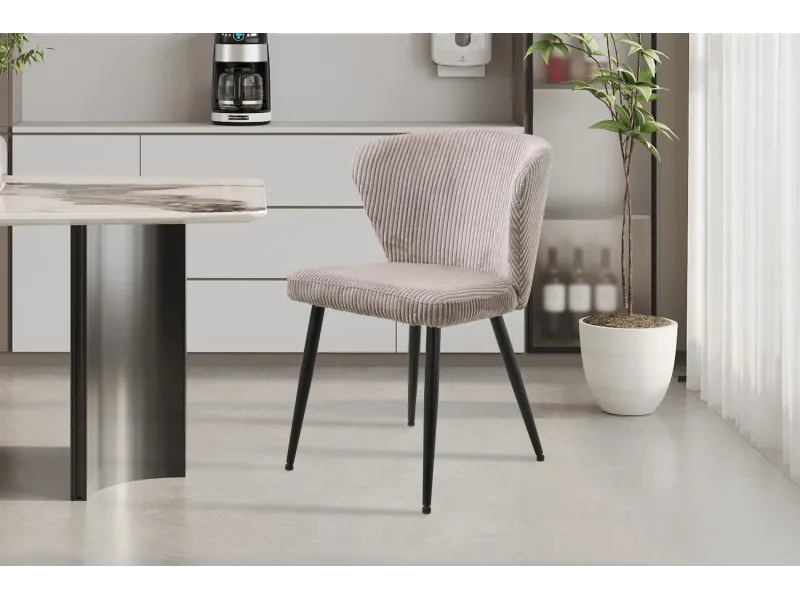 Chaise capitonnée revêtue en velours gris foncé Chaises de salle à manger...