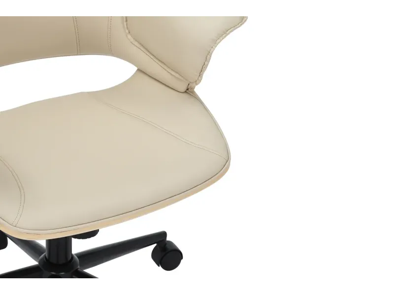 Chaise de bureau Manhattan – Similicuir beige crème & bois de chêne