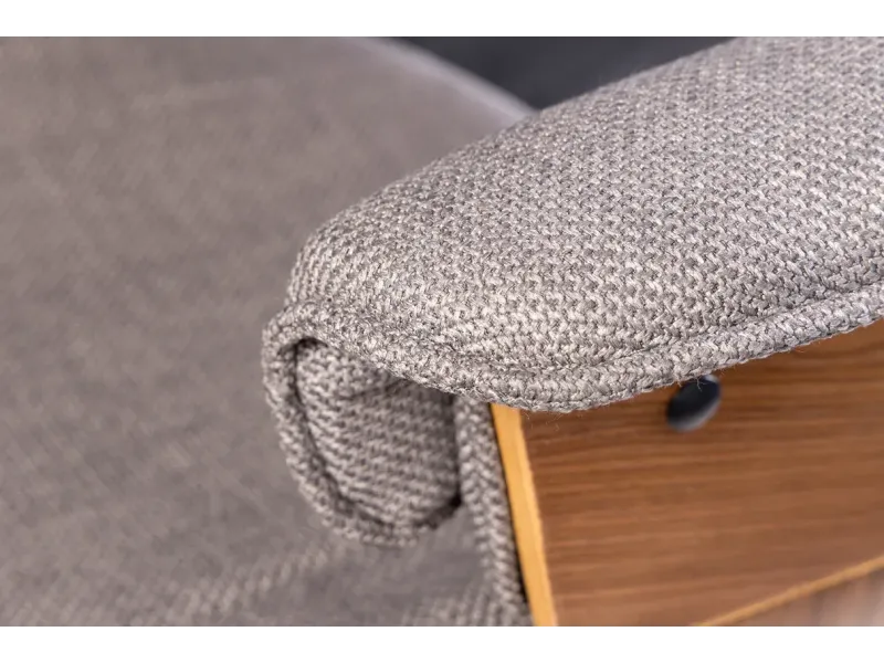 Chaise de bureau Manhattan – Tissu texturé gris & bois de noyer