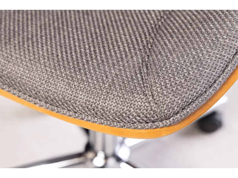 Chaise de bureau Manhattan – Tissu texturé gris & bois de noyer
